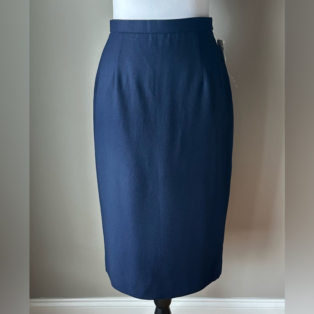 NWT Vintage Pendleton Wool Skirt Women's 6 Navy Lined Midi Length Made in USA